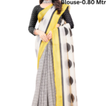 A Black colored Linen Digital Saree with digital prints. The saree length is 5.5 meters and the blouse piece length is 0.8 meters.